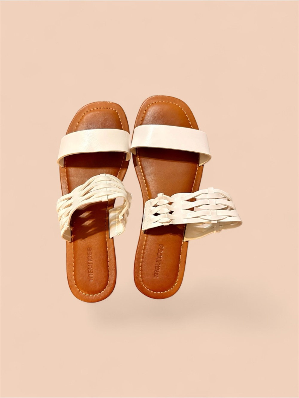 Maurices White Double-Strap Slide Sandals